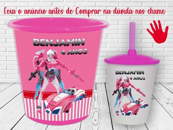 Kit Balde de Pipoca e Copo Twister Transformes