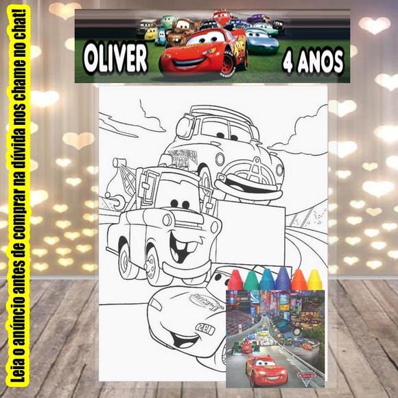 Kit Colorir com Giz de Cera Carros Disney