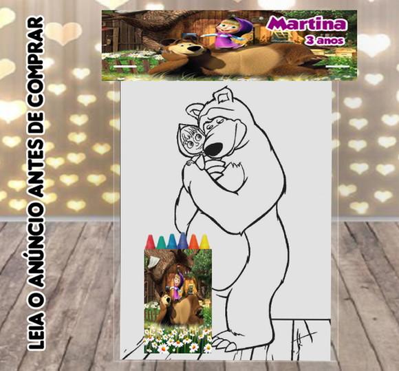 Kit Colorir com Giz de Cera da Marsha e o Urso