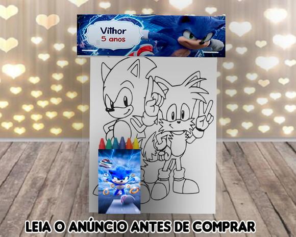 Kit Colorir com Giz de Cera Personalizado do Sonic