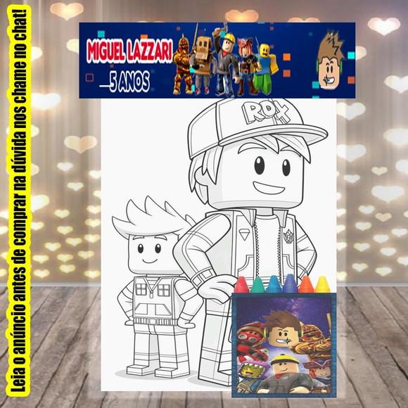 Kit Colorir Desenhos e Giz de Cera Roblox