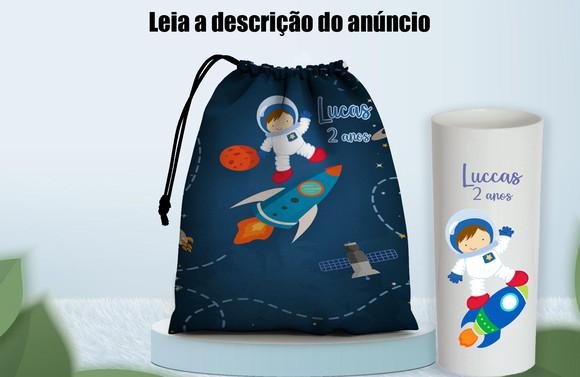 Kit com Saquinhos 28x18 + Copos Long Drink Astronauta
