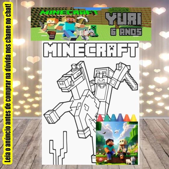 Kit Desenhos de Colorir com Giz de Cera do Minecraft