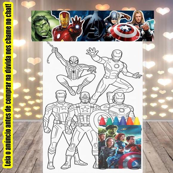 Kit Desenhos de Colorir com Giz de Cera Vingadores
