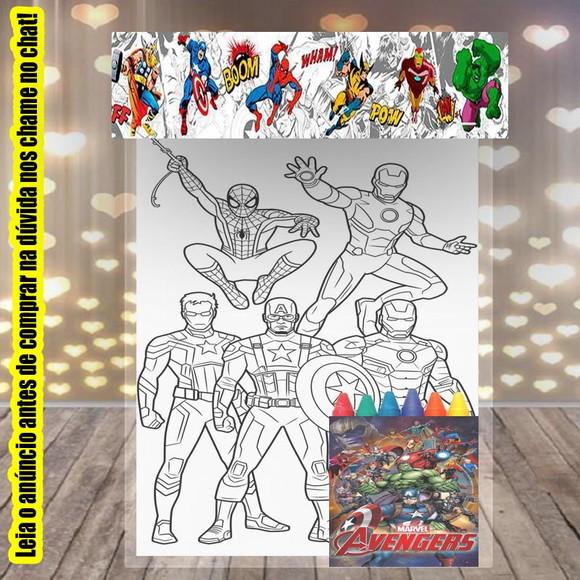 Kit Desenhos de Colorir com Giz de Cera Vingadores