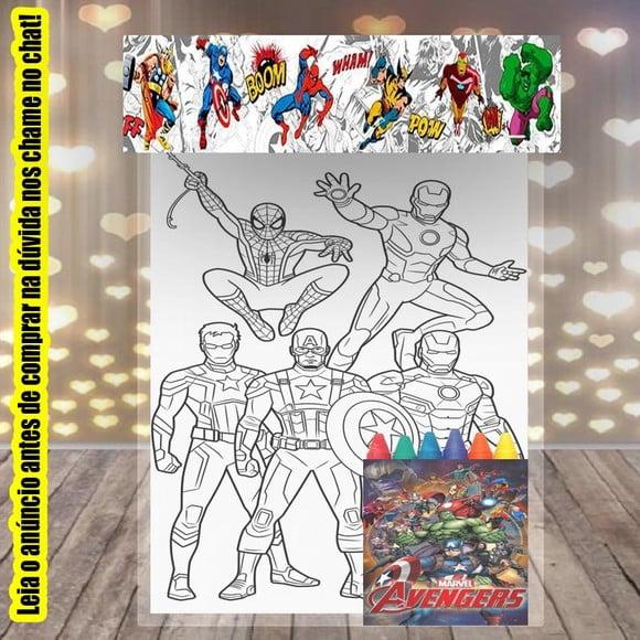 Kit Desenhos de Colorir com Giz de Cera Vingadores