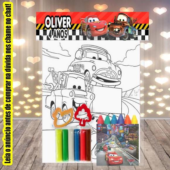 Kit Lembrancinhas Carros Disney Colorir +massinha de Modelar