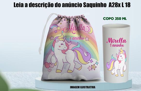 Kit Lembrancinhas do Unicornio Saqurpresa e Copo