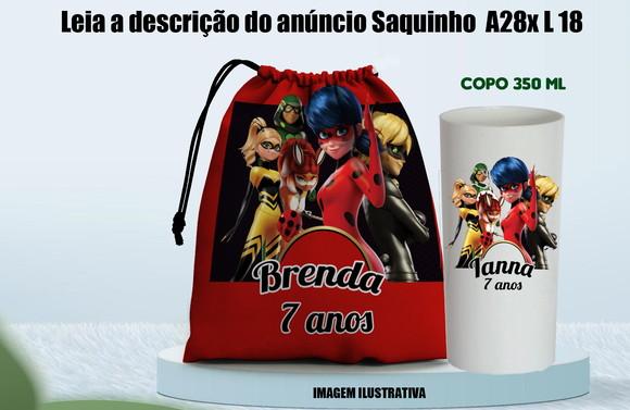 Kit Lembrancinhas Saquinho Surpresa + Copo Long Drink