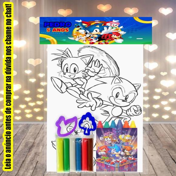 Kit Lembrancinhas Sonic Kit Colorir +kit Massinha de Modelar