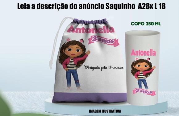 Kit Saquinho Surpresa + Copo Long Drink Casa Magica da Gabby