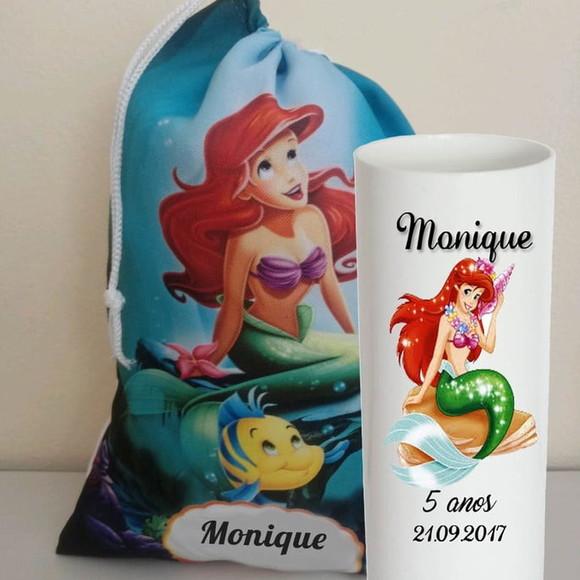 Kit Saquinho Surpresa e Copo da Sereia Ariel