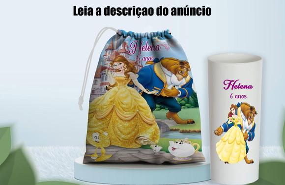 Kit Saquinho Surpresa e Copo Long Drink da Bela e a Fera