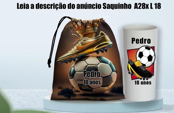 Kit Saquinho Surpresa e Copo Long Drink Futebol