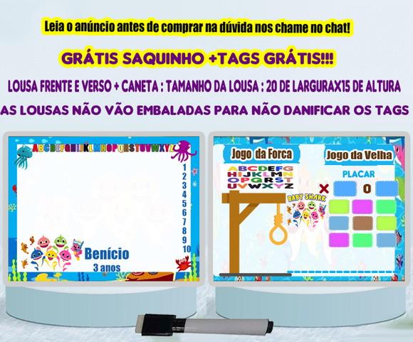 Lousa Pesonalizada Frente Joguinhos Verso do Baby Shark