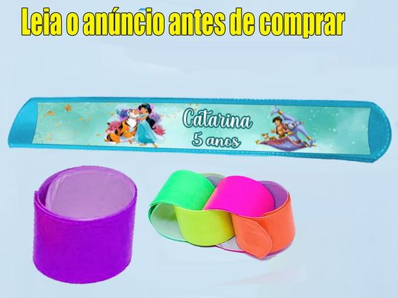 Pulseira Bate e Enrola Personalizada da Jasmine e Aladim