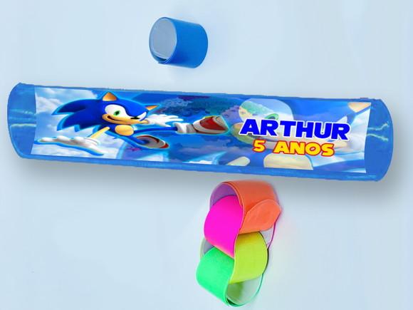 Pulseira Bate e Enrola Personalizada Festa do Sonic