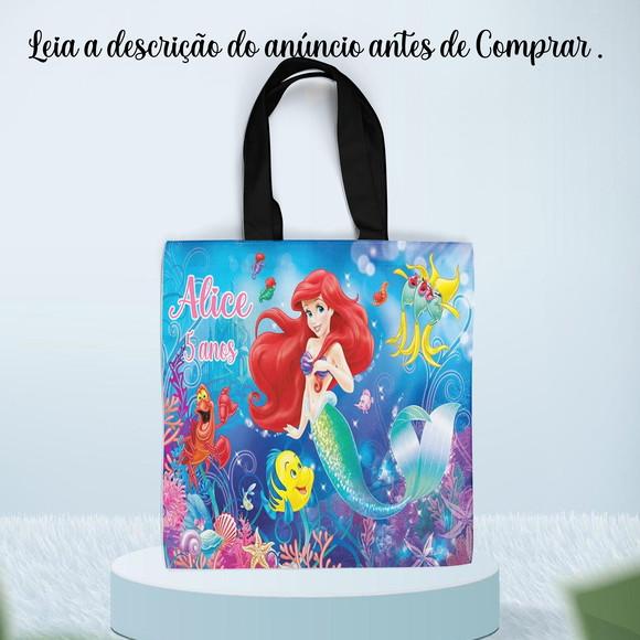 Sacolinha de Tecido Personalizada da Sereia Ariel