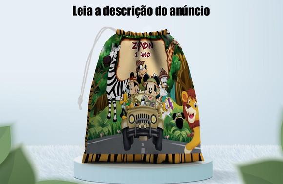 Saquinho 28x18 Personalizado Mickey Safari