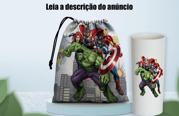 Saquinho Surpresa e Copo Long Drink Vingadores