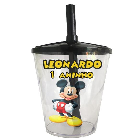 Copo Twister com Tampa e Canudo do Mickey