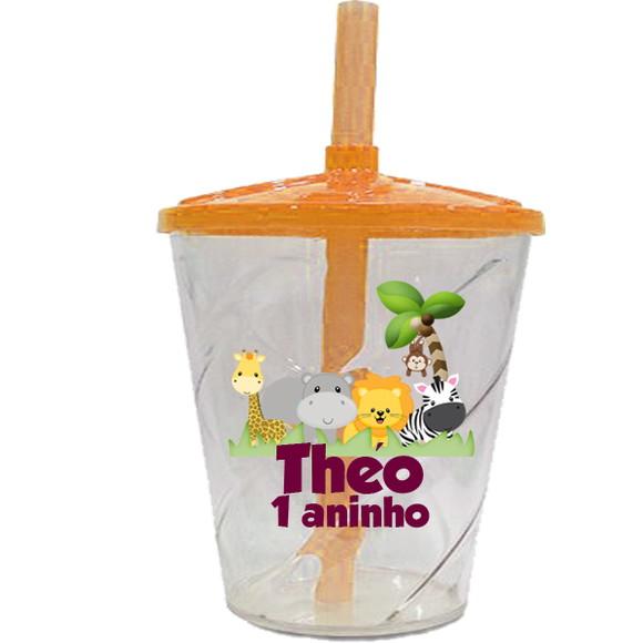 Copo Twister com Tampa e Canudo Safari Baby