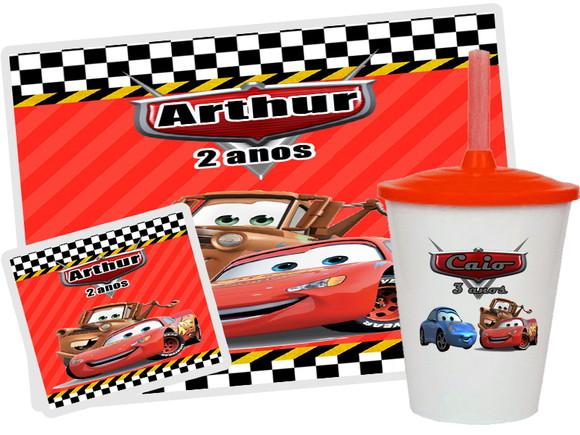 Jogo Americano e Copo Twister Carros Disney