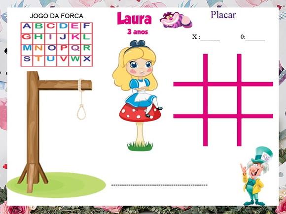 Jogo da Velha Forca Personalizada da Alice