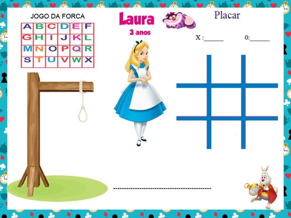 Jogo da Velha Forca Personalizada da Alice