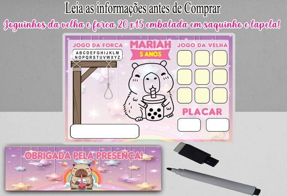 Joguinho da Velha e Forca + Colorir Capivara Colorir