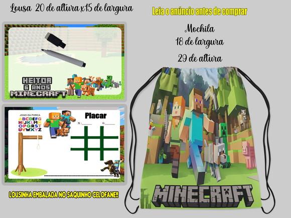 Kit Colorir Mochila e Lousa Magica + Caneta Minecraft