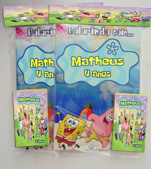 Kit Colorir Revistinha e Giz de Cera Bob Esponja