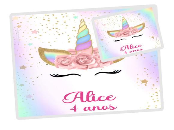 Kit Copo Twister e Jogo Americano Unicornio