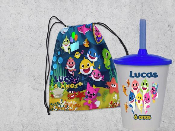 Kit do Baby Shark Copo e Mochila
