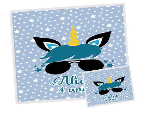 Kit Jogo Americano e Copo Twister Unicornio