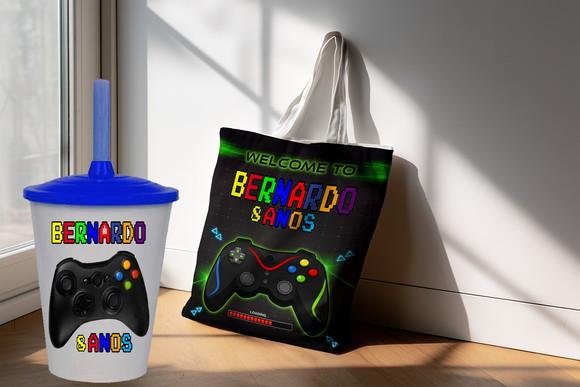 Kit Lembrancinhas Video Game Sacola Econag+copo Twister