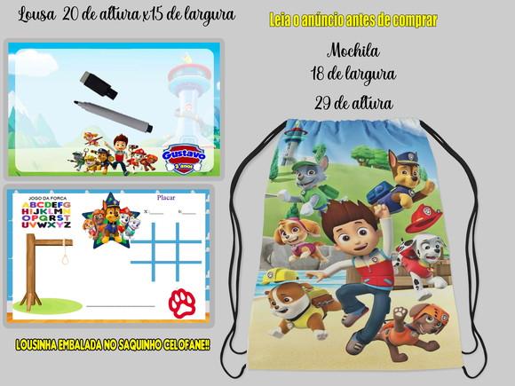 Kit Mochila + Lousa Magica com Canetinha lembrancinhas da Patrulh