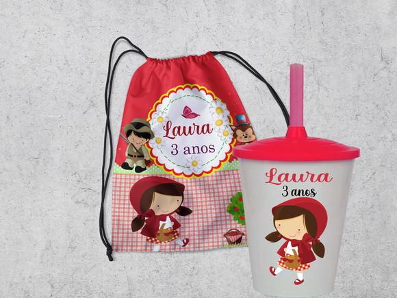 Kit Mochila +copo Twister da Chapeuzinho Vermelho