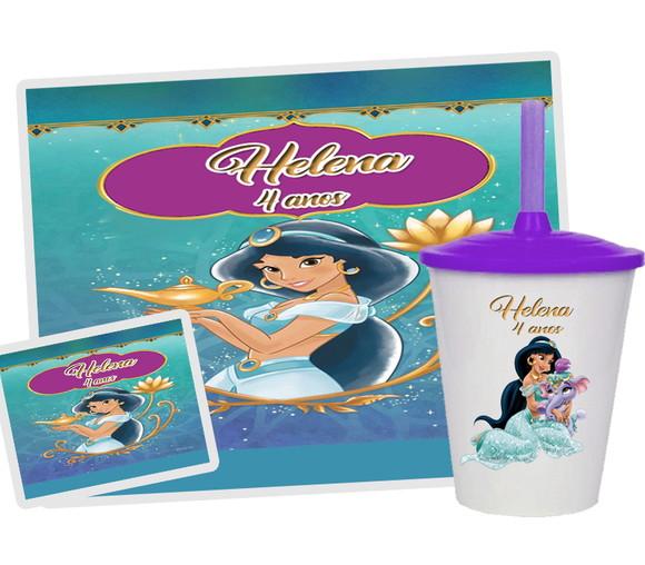 Kit Mochila 25x35 Copo Twister Jogo Americano Jasmine