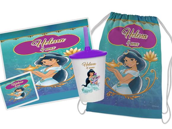 Kit Mochila 25x35 Copo Twister Jogo Americano Jasmine