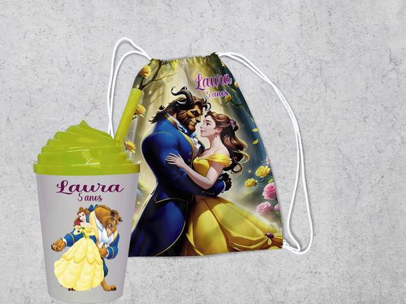 Kit Mochila e Copo Chantilly da Bela e a Fera