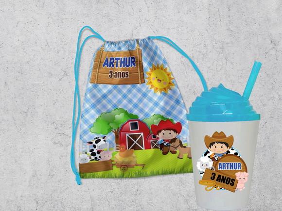 Kit Mochila e Copo Chantilly da Fazendinha