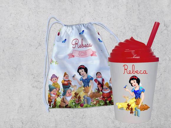 Kit Mochila e Copo Twister Chantilly Branca de Neve
