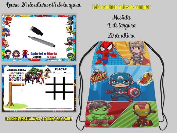 Kit Mochila e Lousa Mágica+ Canetinha Vingadores