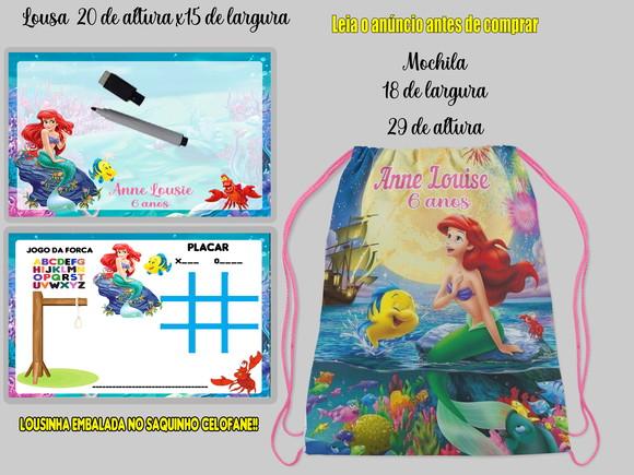 Kit Mochilinha + Lousa Magica com Canetinha da Sereia Ariel