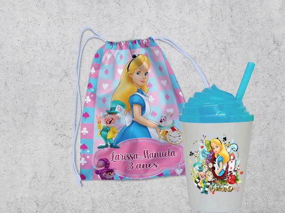 Kit Mochilinha e Copo Chantilly da Alice