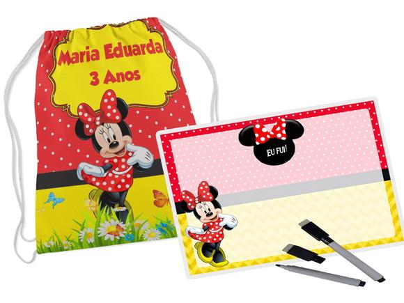 Kit Mochilinha e Lousa Personalizada da Minnie