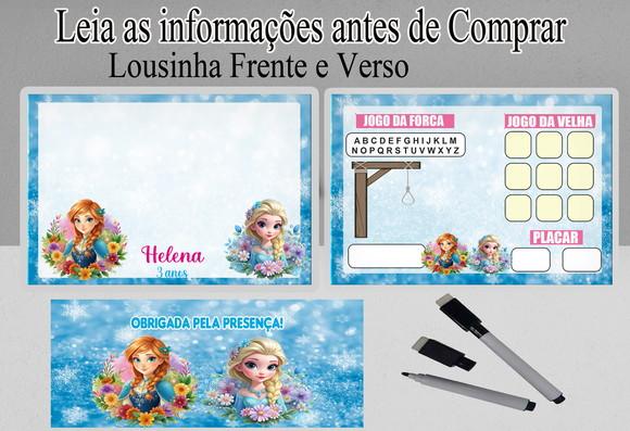 Lembrancinhas da Ana e Elsa Frozen Lousa 3x1+ Canetinha