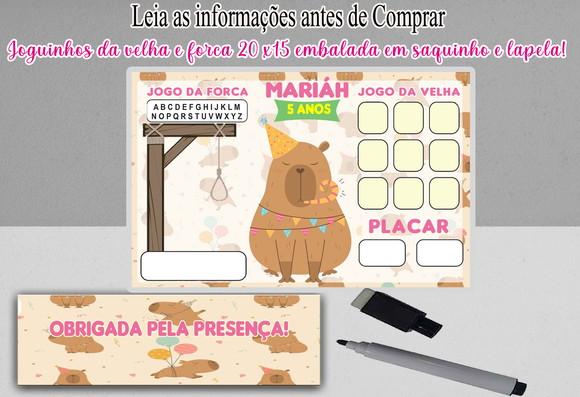 Lembrancinhas da Capivara Joguinho da Forca e da Velha