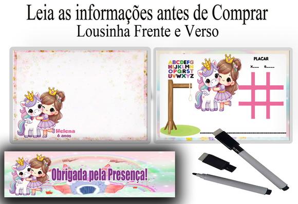 Lembrancinhas do Unicornio Lousa 3x1+ Canetinha